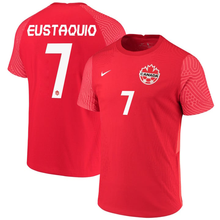 Canada National Team 2022 Qatar World Cup Stephen Eustaquio #7 Red Home Men Jersey - New