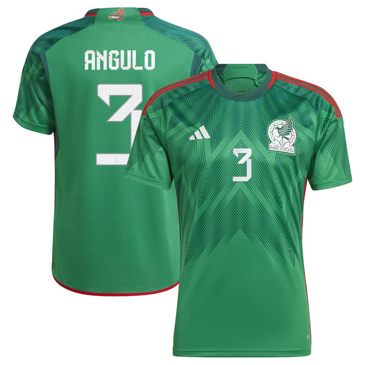 Mexico National Team 2022 Qatar World Cup Jesus Alberto Angulo #3 Green Home Men Jersey - New