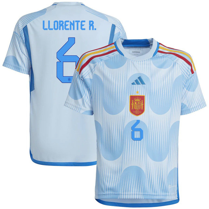 Spain National Team 2022-23 Qatar World Cup Diego Llorente #6 Away Youth Jersey - Glow Blue