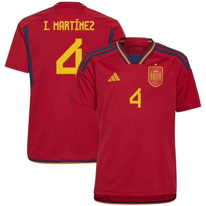 Spain National Team 2022-23 Qatar World Cup Iñigo Martínez #4 Home Youth Jersey - Red