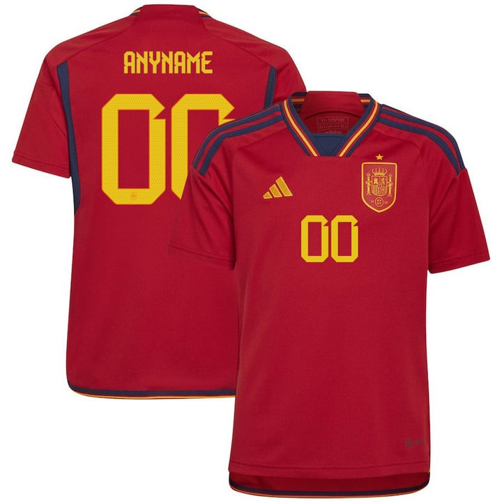 Spain National Team 2022-23 Qatar World Cup Custom #00 Home Youth Jersey - Red