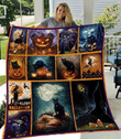 Black Cat Pumpkin Happy Halloween Fleece Blanket - Quilt Blanket