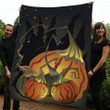 Halloween Pumpkin In The Night Gift Fleece Blanket - Quilt Blanket