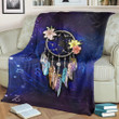 Native American Blanket - Dreamcatcher Galaxy Blue Style Fleece Blanket