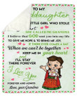 To My Granddaughter, Little Girl Who Stoles My Heart Fleece Blanket - Quilt Blanket - Gift For Granddaughter