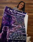 To Grandson Grandma Wolf Braver Blanket Fleece Blanket - Quilt Blanket