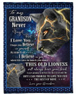 To My Grandson I Hope You Believe In Yourself, Best Gift For Grandson Lion Fleece Blanket