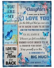 Dad To Daughter Butterfly Consider Big Hug Fleece Blanket - Quilt Blanket