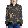 Bitcoin Connection Pattern Print Women's Bomber Jacket