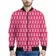 White And Pink Breast Cancer Print Men's Bomber Jacket