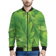 Green Oak Leaf Print Men's Bomber Jacket
