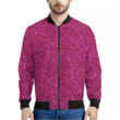 Magenta Pink Glitter Texture Print Men's Bomber Jacket