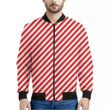Red And White Candy Cane Striped Print Men's Bomber Jacket