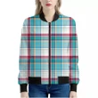 Blue And Red Madras Pattern Print Women's Bomber Jacket