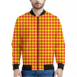 Red And Yellow Check Pattern Print Men's Bomber Jacket