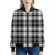 Black And White Plaid Pattern Print Women's Bomber Jacket