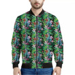 Tropical Palm And Hibiscus Print Men's Bomber Jacket