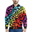 Colorful Heart Wave Pattern Print Men's Bomber Jacket