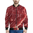 Red Meat Texture Print Men's Bomber Jacket