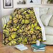 Yellow Monarch Butterfly Fleece Blanket