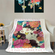 Cat And Flower Butterfly Fleece Blanket