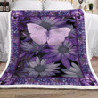 Purple Butterfly Flower Sherpa Fleece Blanket