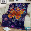 Gift For Butterfly Lover Gift For Christian Colorful Butterfly Church Stained Glass Christian Jesus Cross Blanket Quilt Blanket