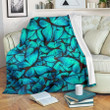 Turquoise Butterfly Fleece Blanket