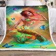 Mermaid And Butterfly Art Fleece Blanket