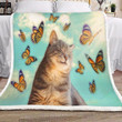 Cat And Butterflies Sherpa Fleece Blanket