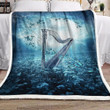 Whimsical Fantasy Harp Fleece Blanket