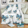 Blossom Blue Butterfly Fleece Blanket