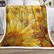 Sunflower And Butterfly Fleece Blanket