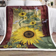 Sunflower And Butterfly In Garden Sherpa Fleece Blanket