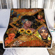 Black Woman And Sunflower Fleece Blanket