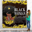Sunflower Black Woman Fleece Blanket
