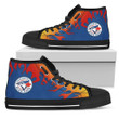 Fire Burning Fierce Strong Logo Toronto Blue Jays MLB High Top Shoes