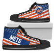 America Flag Italic Vintage Style New York Mets MLB High Top Shoes