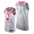 2022 All-Star 76ers #21 Joel Embiid Grey Red Jersey 75th - Men