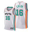 Spurs #16 Devontae Cacok 2021-22 City Edition White Jersey 75th Anniversary - Men Jersey