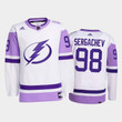 2021 Hockeyfightscancer Mikhail Sergachev Jersey Lightning White Primegreen, Men Jersey