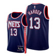 Nets #13 James Harden 2021-22 City Edition Blue Jersey 75th Anniversary - Men Jersey