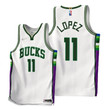 Bucks #11 Brook Lopez White 2021-22 City Edition Jersey 75th - Men
