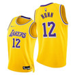 Lakers #12 Kendrick Nunn 2021-22 75th Diamond Anniversary Gold Jersey Icon Edition - Men Jersey