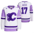 Milan Lucic 2021 HockeyFightsCancer Calgary Flames White #17 Primegreen Jersey Jersey