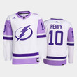 2021 Hockeyfightscancer Corey Perry Jersey Lightning White Primegreen, Men Jersey