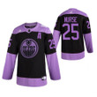 Men's Darnell Nurse #25 Edmonton Oilers Hockey Fights Cancer Purple Jersey Jersey