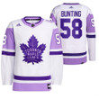 Michael Bunting #58 2021 HockeyFightsCancer Toronto Maple Leafs White Primegreen Jersey Jersey