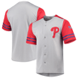 Philadelphia Phillies Stitches Button-Up Jersey - Gray/Red Jersey