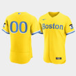 Men's Boston Red Sox Custom Gold Light Blue 2021 City Connect Jersey Jersey